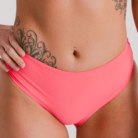NWT Large: Midrise Full Coverage Briefs Bikini Swim Bottom in Hot Pink - Picture 5 of 8